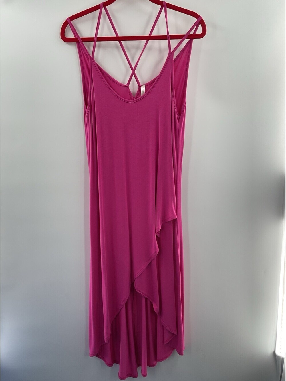 Lyss Loo Dress High low women’s large pink tank top dress 078